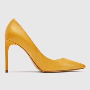 Zara Canary yellow pointed-toe heels